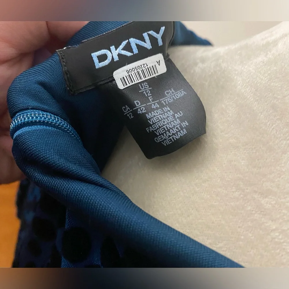 DKNY Navy Polka Dot Midi Dress - Picture 8 of 9